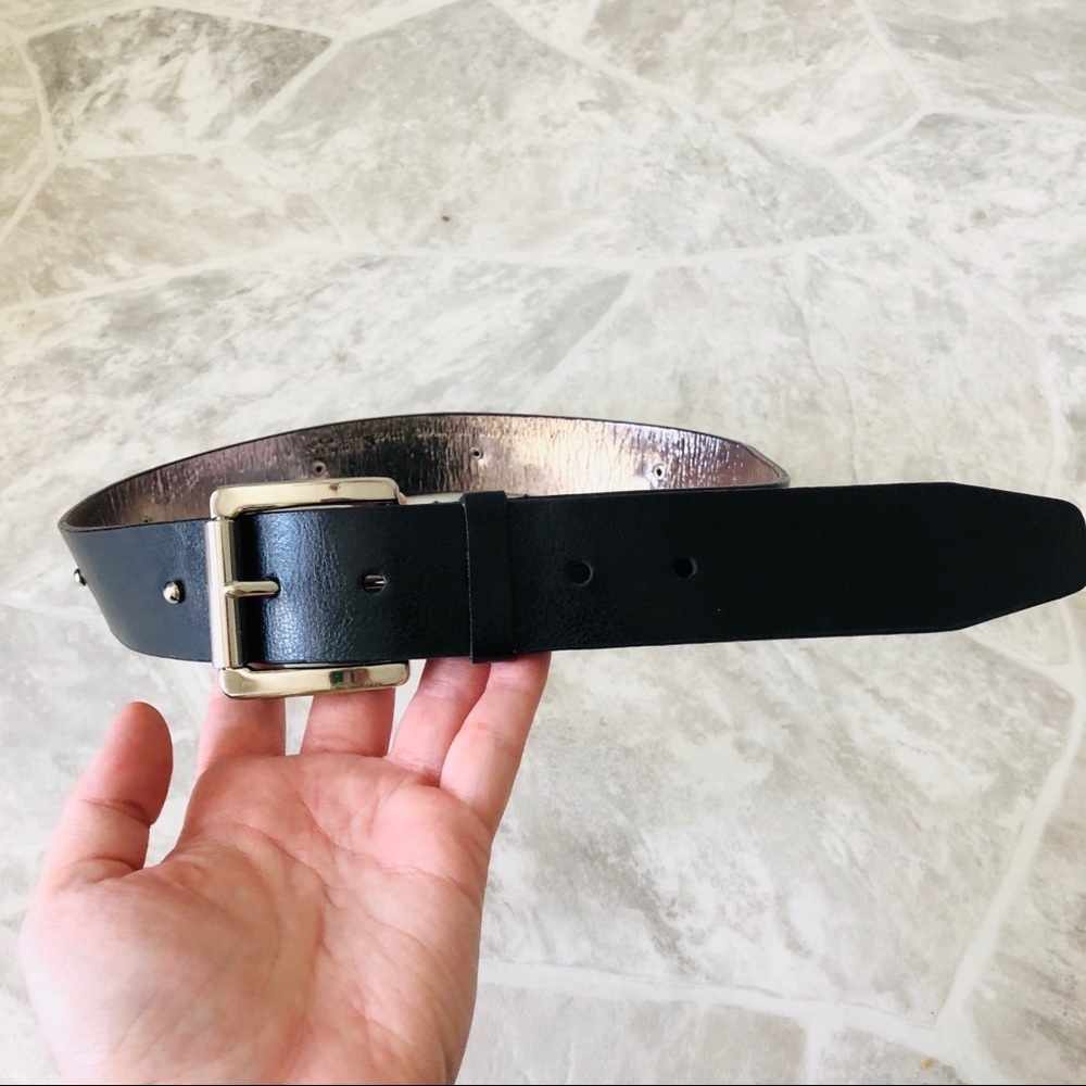 Michael Kors black chain link real leather grunge punk belt size small - Picture 4 of 8